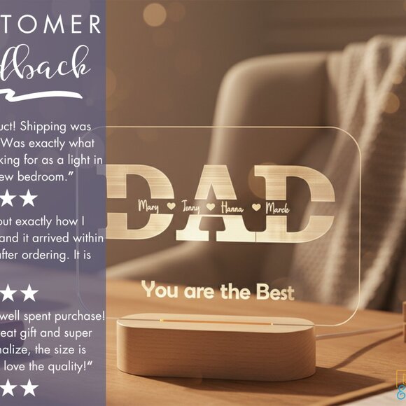 Custom LED Name Light | Personalized Light-Up Sign | Father’s Day Gift for Dad - Picture 7 of 8